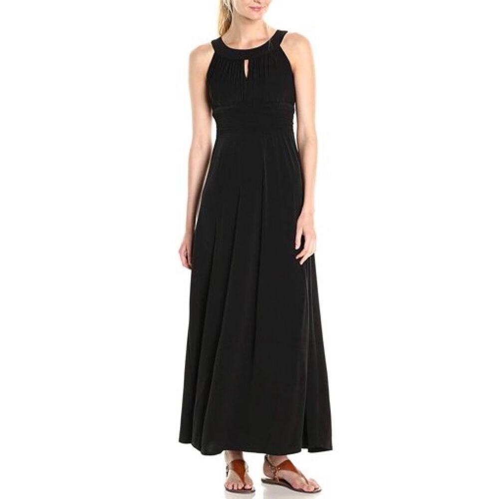Sangria Black Halter Neck Sleeveless Maxi Dress Size 14 XL Formal Evening Gown - Picture 1 of 6